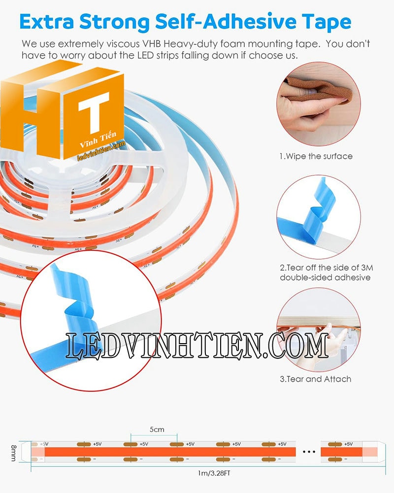 Đèn led dây COB màu đỏ giá rẻ