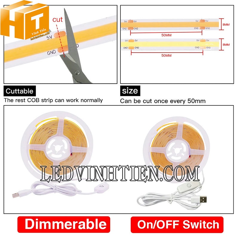 Đèn led dây dán COB cao cấp