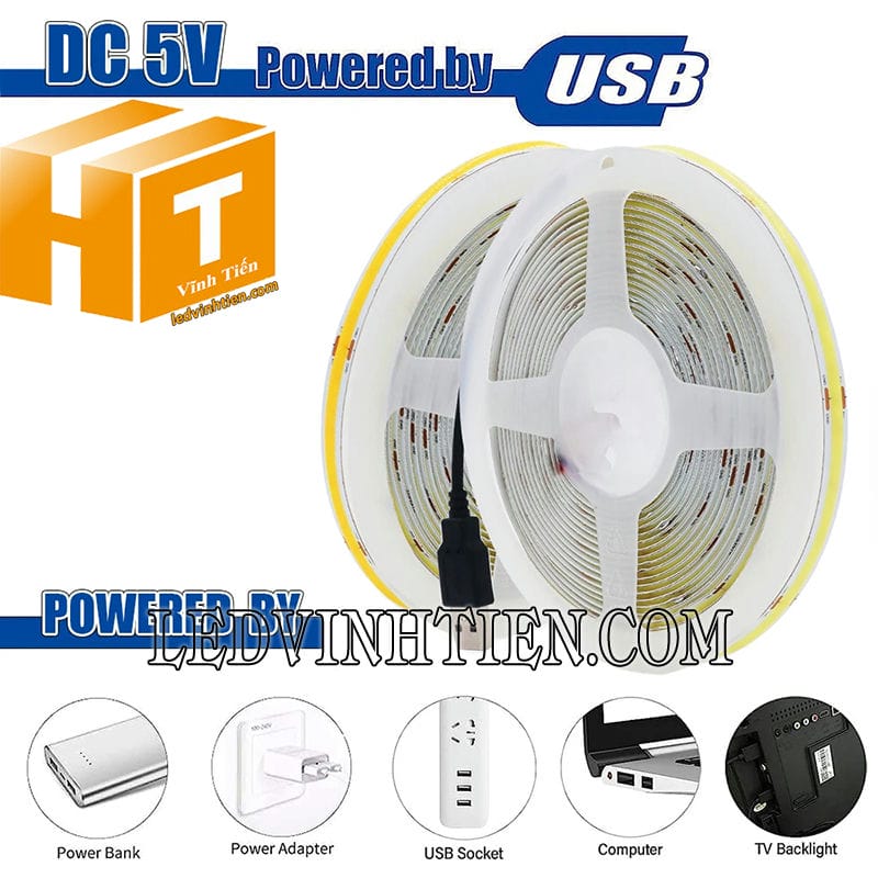 Đèn led dây dán COB 5V loại tốt