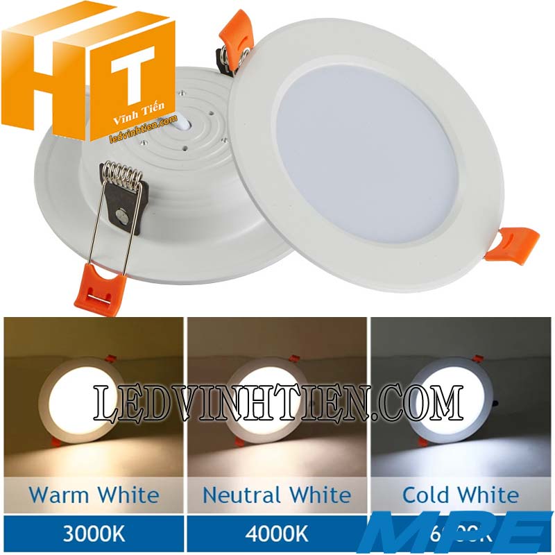 Đèn led downlight đổi màu 12w viền trắng