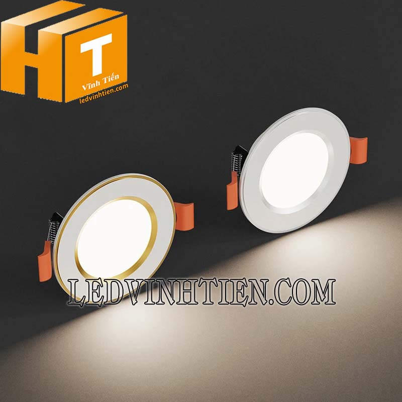 Đèn led downlight 3 màu DLT 7W viền trắng, loại tốt, giá rẻ