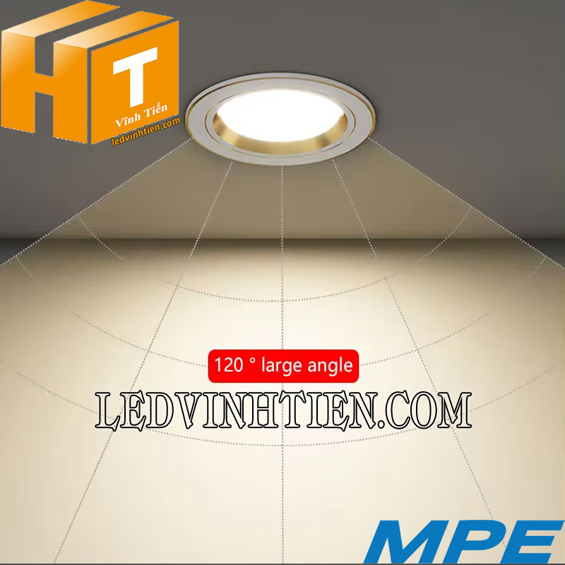 Đèn led downlight 3 màu DLB 12W góc chiếu 120 độ