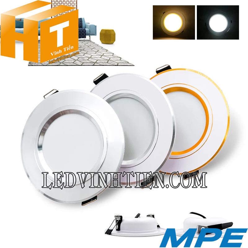 Đèn led downlight 3 màu DLB 5W giá rẻ