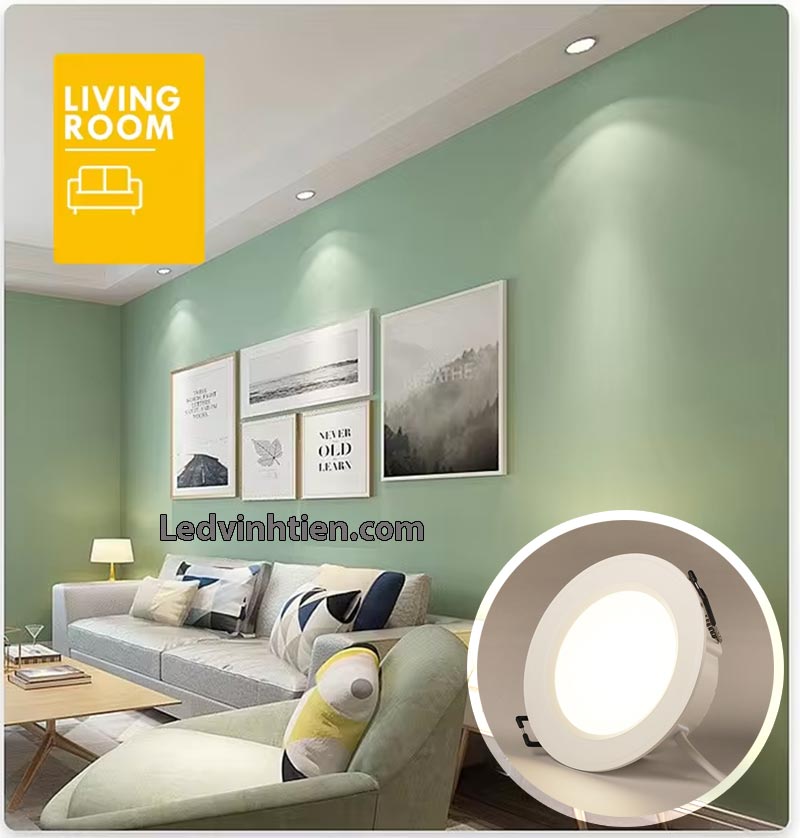 Đèn led downlight DLE 12W chiếu sáng phòng khách, nhà ở