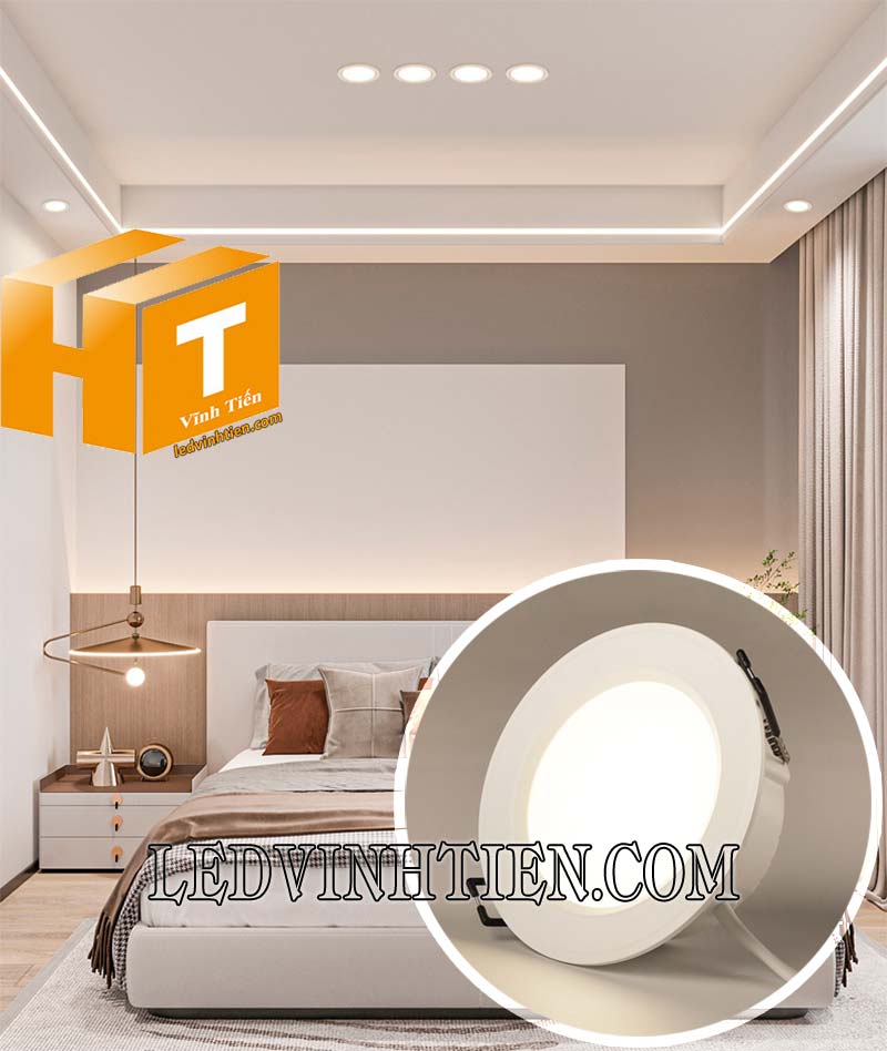 Đèn led downlight 3 màu DLE 7W dùng chiếu sáng khách sạn, phòng khách, phòng ngủ