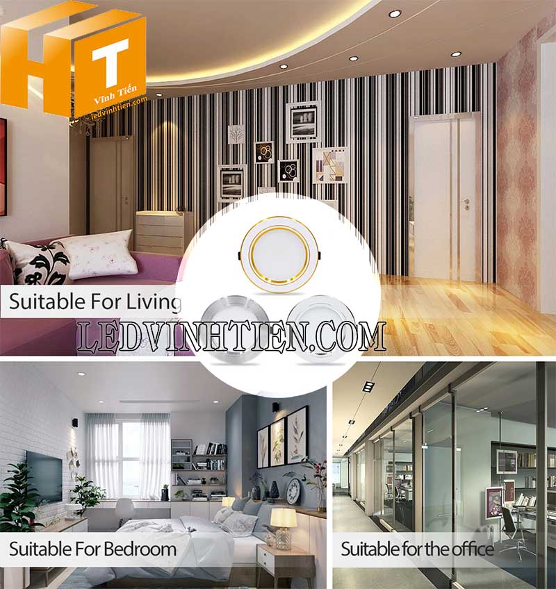 Đèn led downlight 3 màu DLV 12w giá rẻ dùng chiếu sáng nhà phố, văn phòng