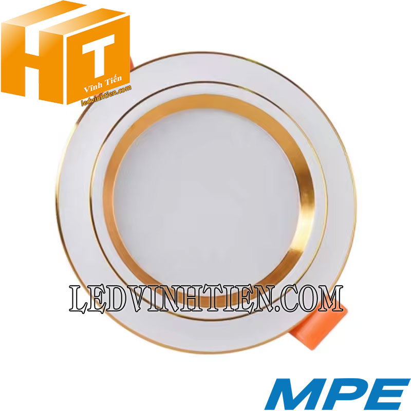 Đèn led downlight 3 màu DLV 5W giá rẻ, viền vàng