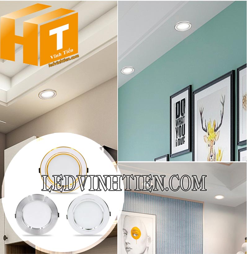Đèn led downlight 3 màu DLV 5W dùng chiếu sáng nhà ở, văn phòng