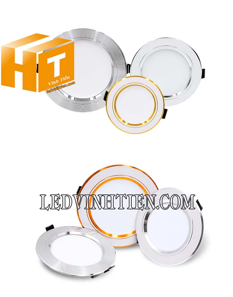 Đèn led downlight DLV 7W giá rẻ, siêu sáng, viền vàng