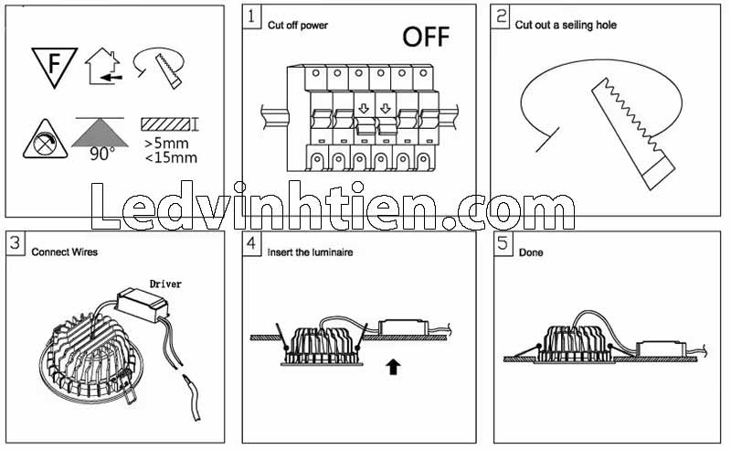 Các bước lắp đặt đèn led downlight âm trần sao cho đúng cách và an toàn