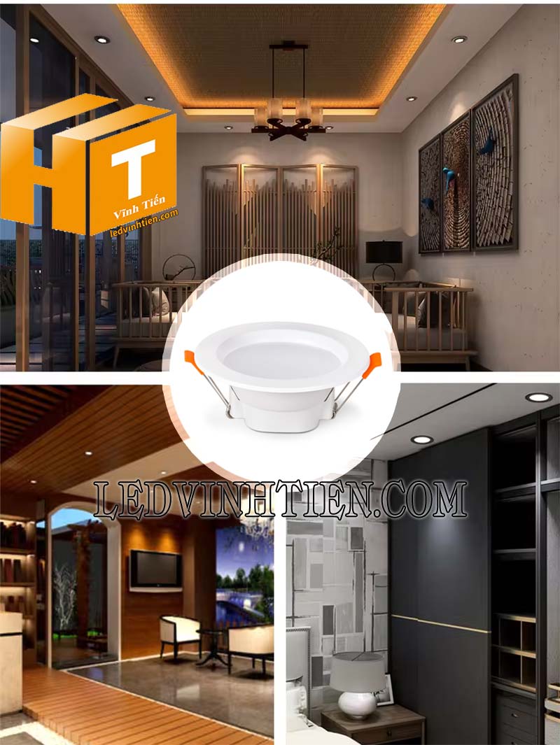 Đèn led downlight 3 màu DLC 24W MPE dùng chiếu sáng nhà phố, biệt thự, nhà hàng