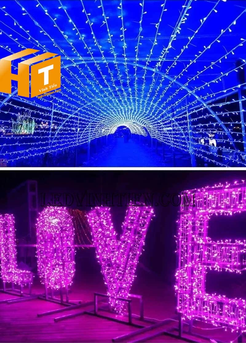 Dây đèn trang trí ngoài trời siêu sáng, chống nước, 100m