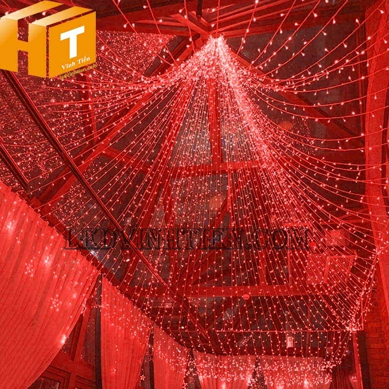 Đèn led trang trí giáng sinh màu đỏ cuộn 100m, màu đỏ