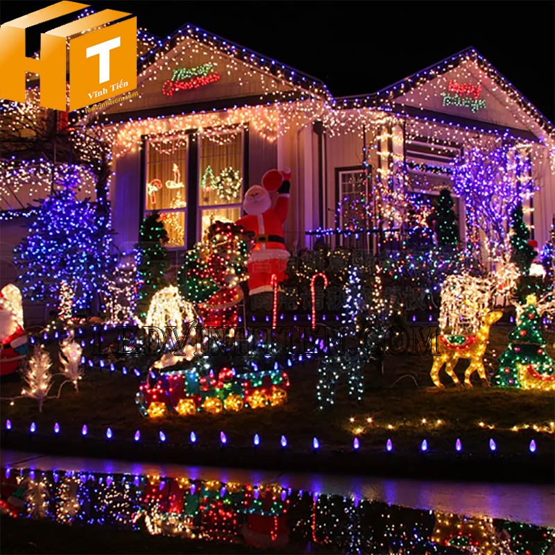 Dây đèn led trang trí noel màu đỏ, siêu sáng, cuộn 100m