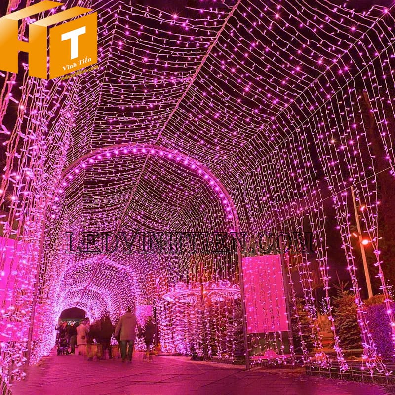 Đèn led dây trang trí giáng sinh màu hồng, cuộn 100m