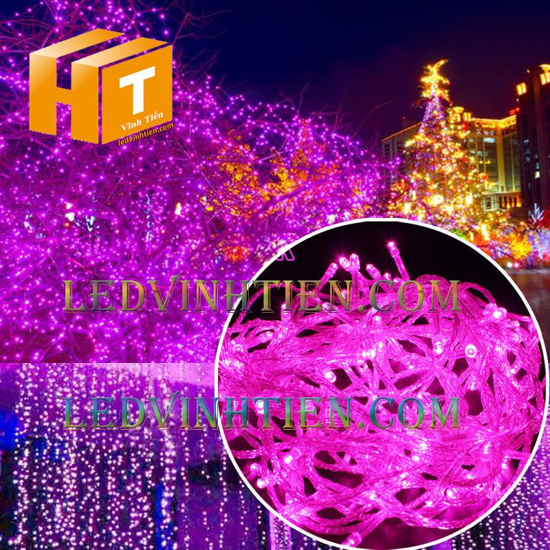 Đèn led noel màu hồng 100m siêu sáng