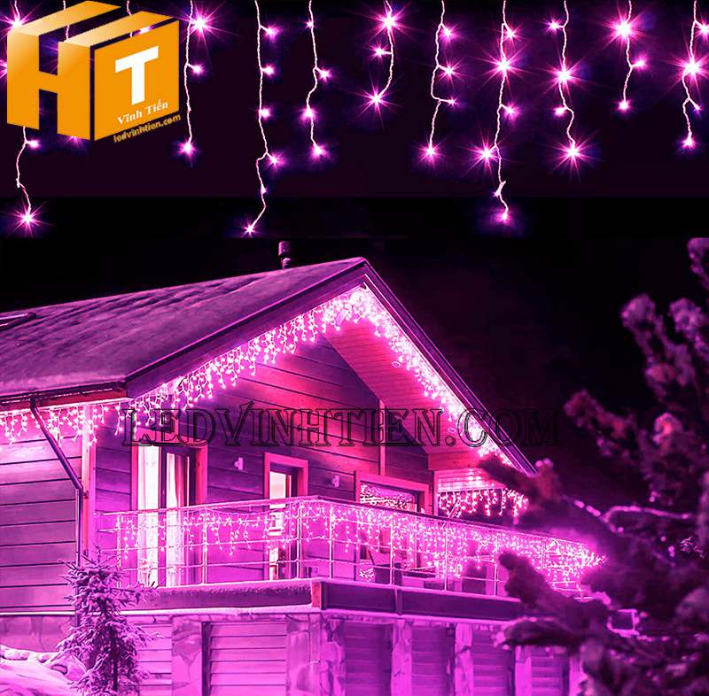 Đèn led trang trí giáng sinh màu hồng, loại tốt, 100m