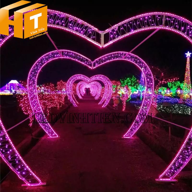 Dây đèn led trang trí ngoài trời, siêu sáng, 100m, màu hồng