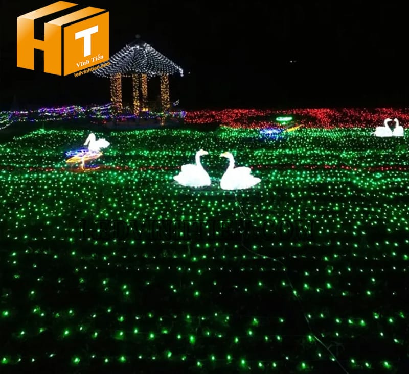 Dây đèn led trang trí ngoài trời màu xanh lá, sợi 100m