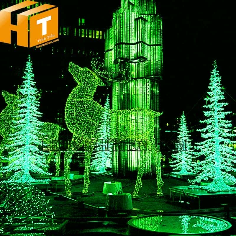 Dây đèn led trang trí noel 100m, màu xanh lá