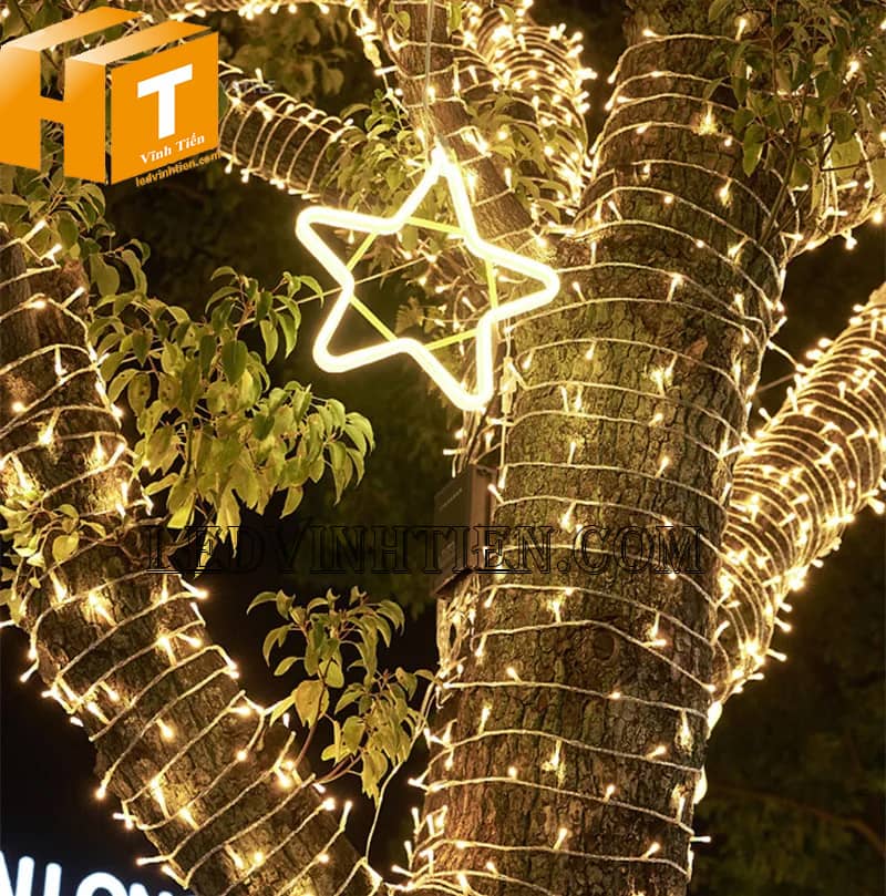 Đèn led cây thông noel siêu sáng, màu vàng nắng