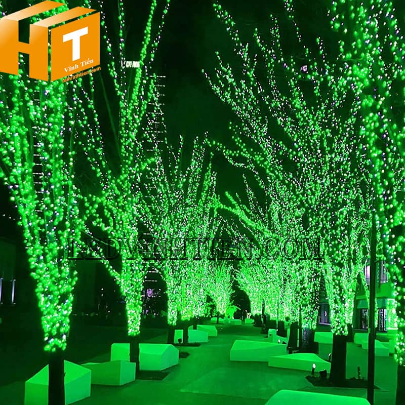 Dây led trang trí noel màu xanh lá, cuộn 10m