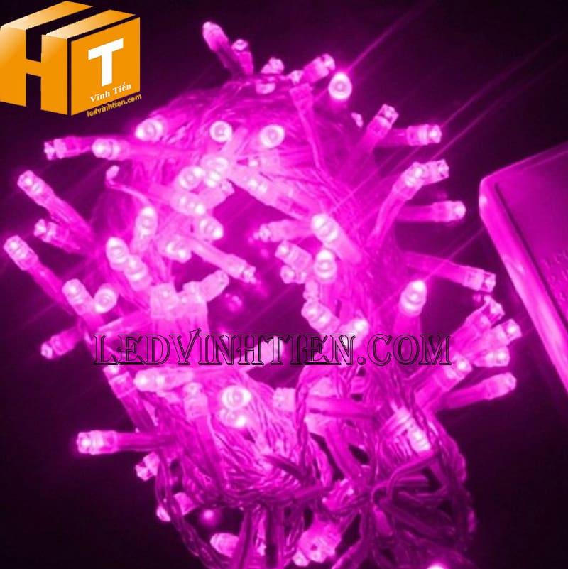 Đèn led trang trí giáng sinh màu hồng, cuộn 10m