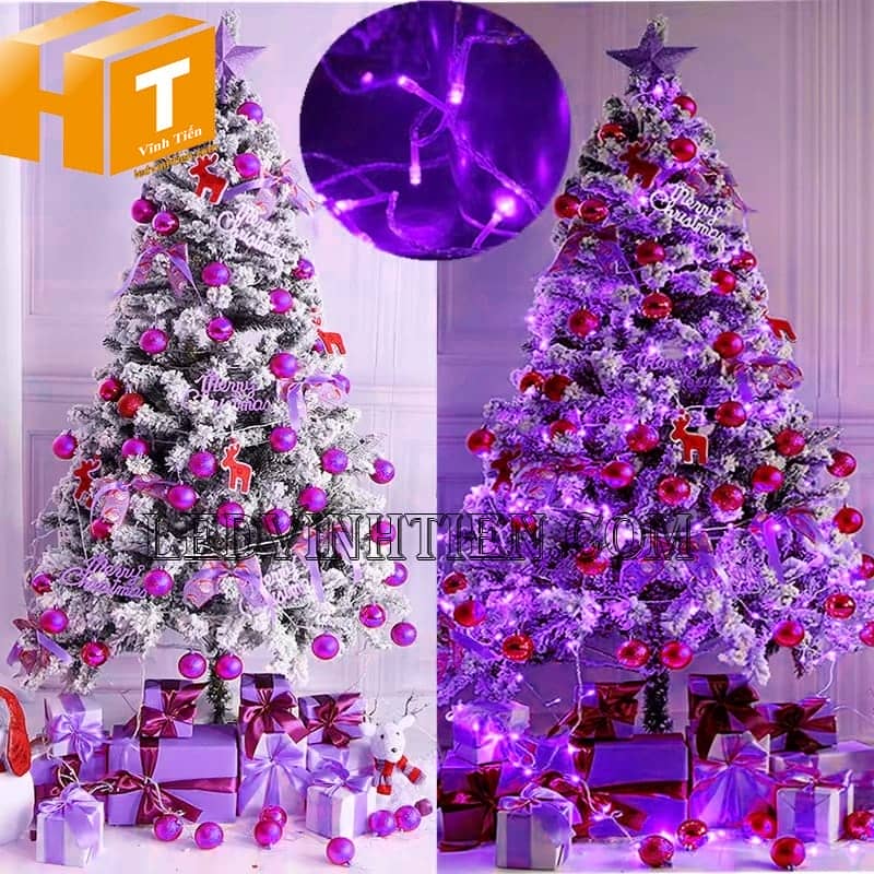 Đèn led dây trang trí cây thông màu tím