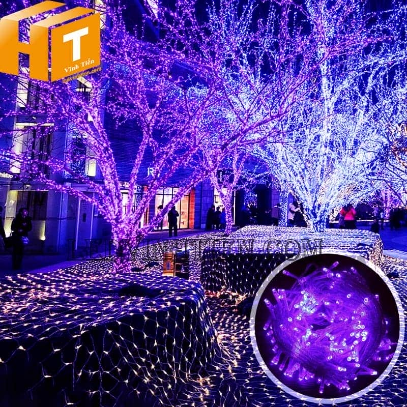Đèn led trang trí noel 10m màu tím