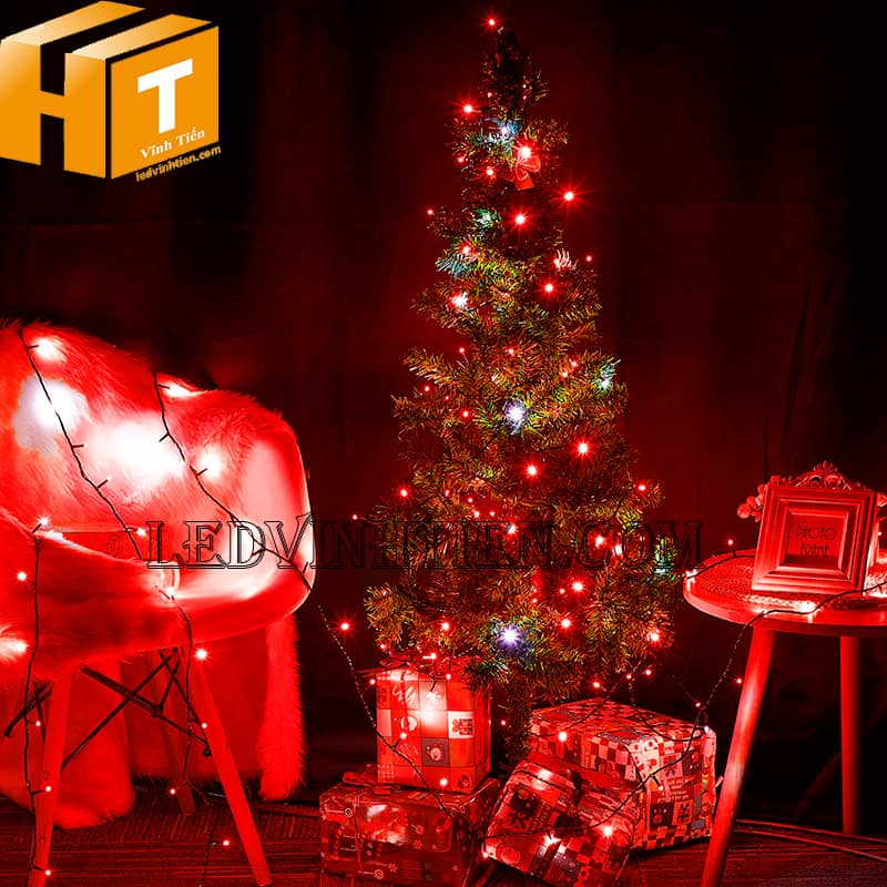 Dây đèn led trang trí noel màu đỏ, cuộn 50m