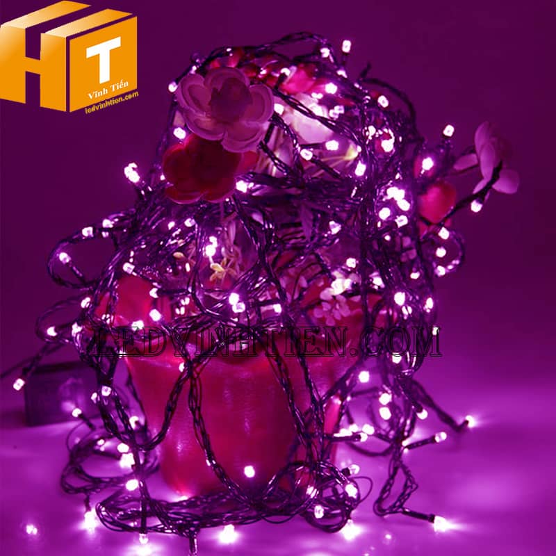 Đèn led trang trí cây thông noel ánh sáng hồng, cuộn 50m