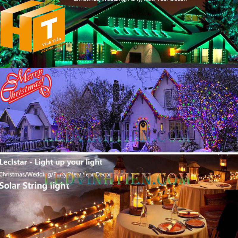 Đèn led trang trí noel ngoài trời siêu sáng, dây dài 50m