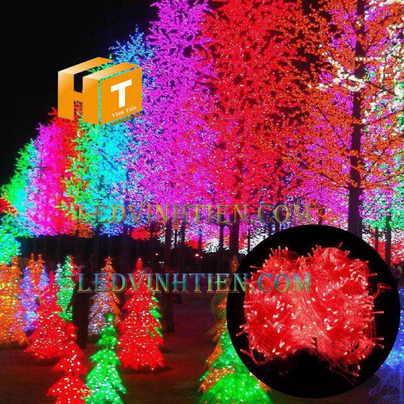 Đèn led trang trí noel không chớp màu đỏ, 7m