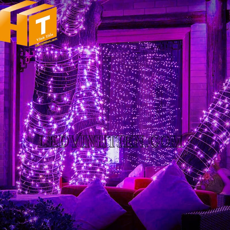 Dây đèn led trang trí giáng sinh màu tím, sợi dài 7m, không chớp