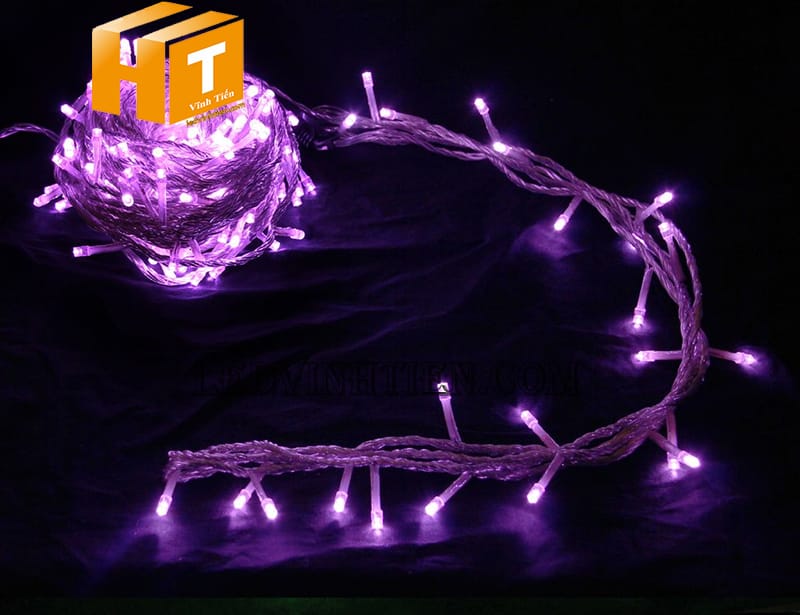 Đèn led dây trang trí noel màu tím, sợi dài 8m, điện áp 220V