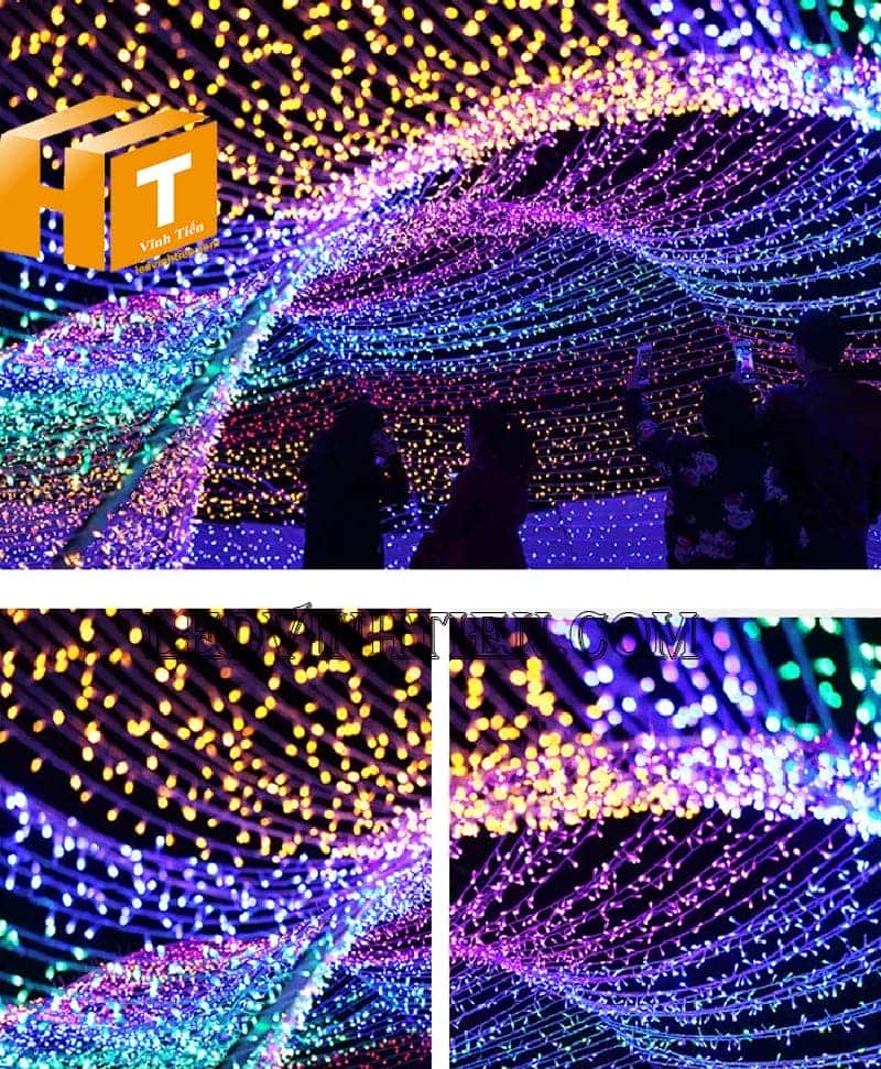 Đèn led trang trí noel ngoài trời, màu tím, 8m