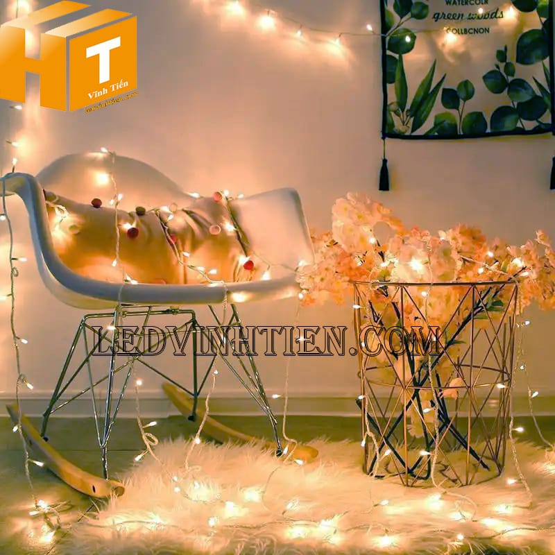 Đèn led dây noel màu vàng, sợi 8m