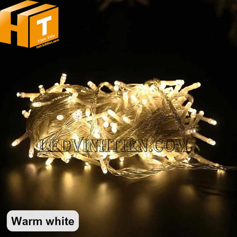 Đèn led trang trí cây thông noel, sợi 8m, màu vàng nắng