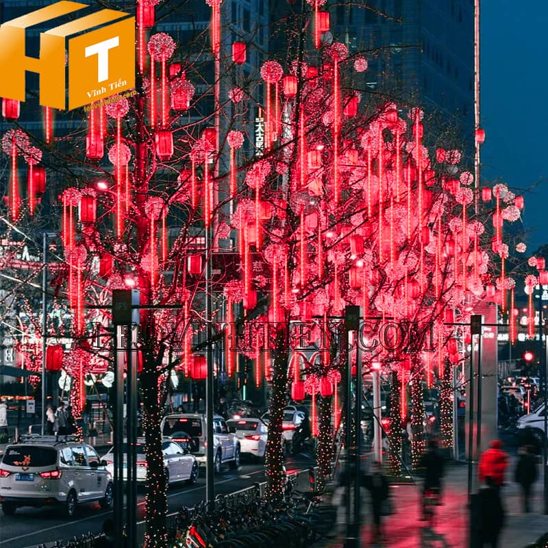 Đèn led sao băng 8 ống màu đỏ