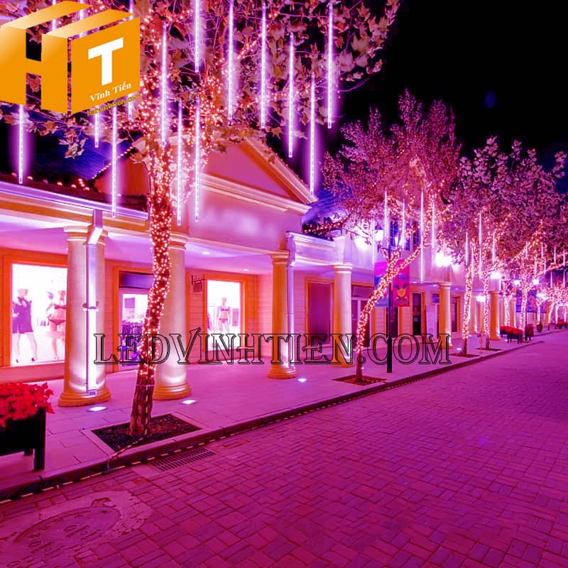 Dây đèn led sao băng màu hồng