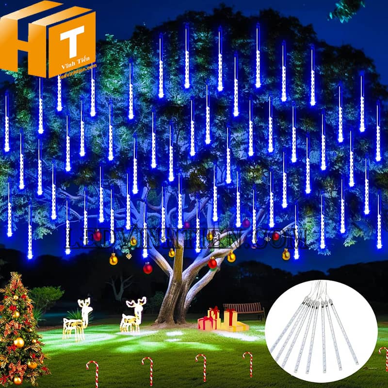 Đèn led mưa sao băng màu xanh dương