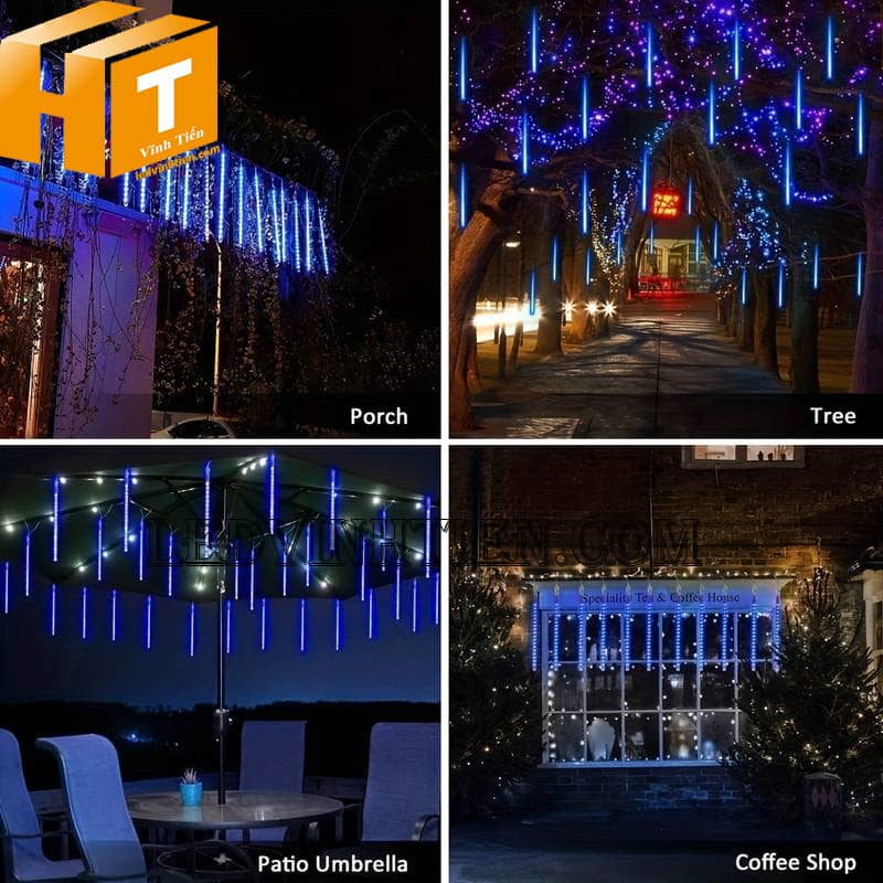 Đèn led trang trí sao băng ngoài trời màu xanh dương