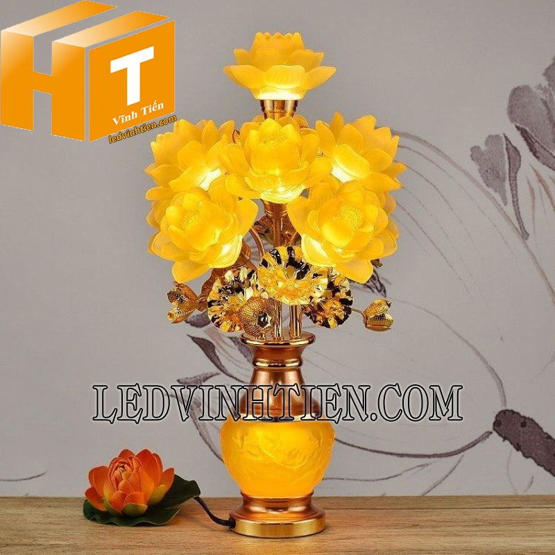 Bình đèn led hoa sen 9 bông