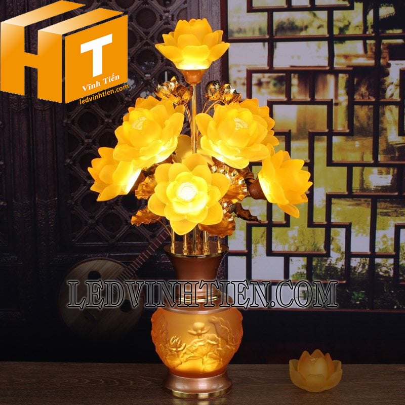 Đèn bình hoa sen 9 bông siêu sáng