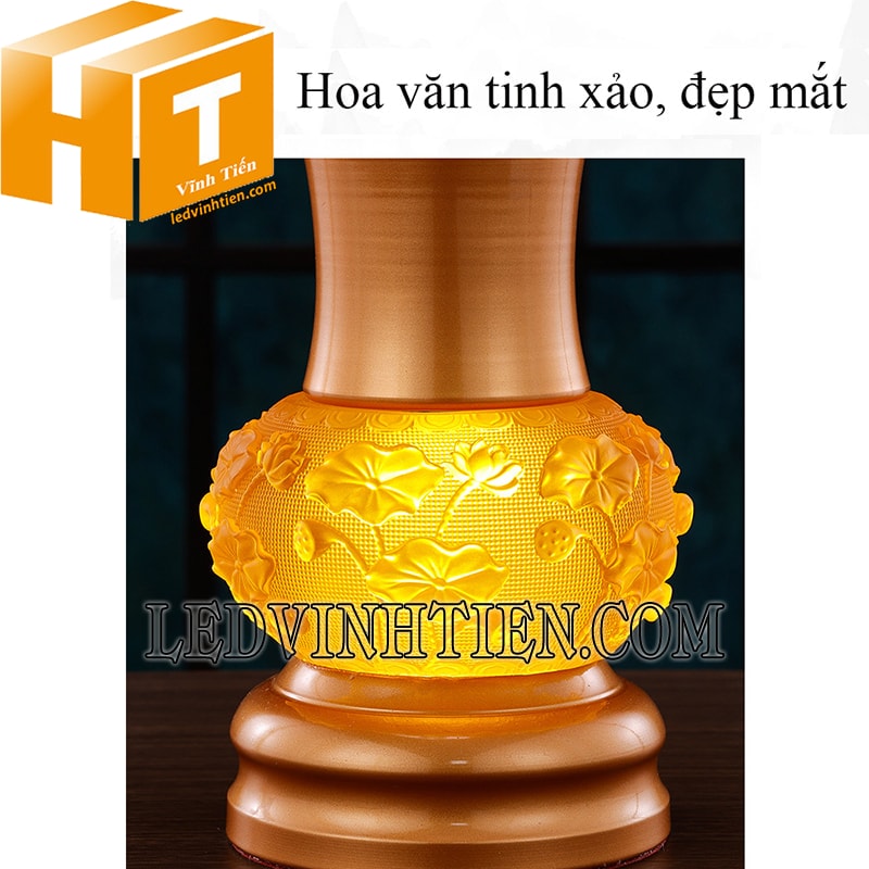 Thân bình đèn hoa sen màu vàng