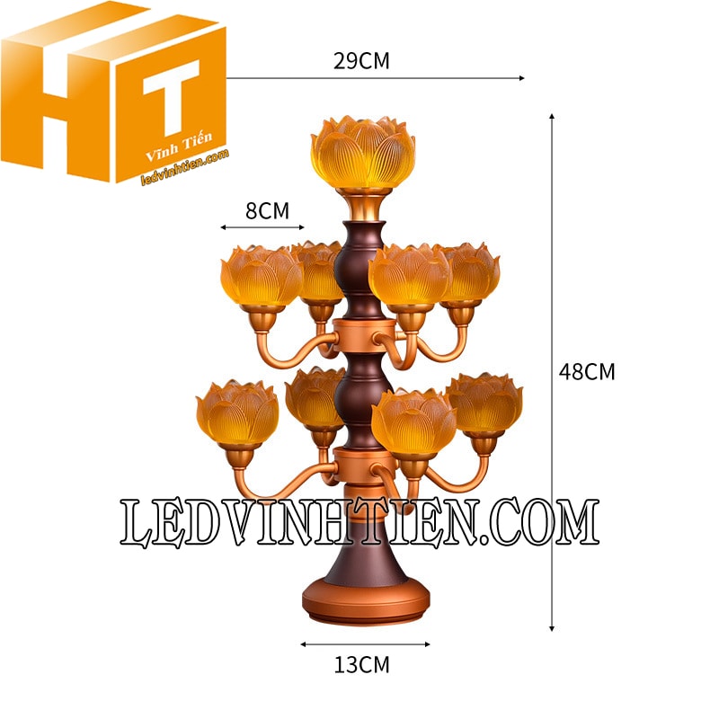 Đèn hoa sen led 9 bóng vàng