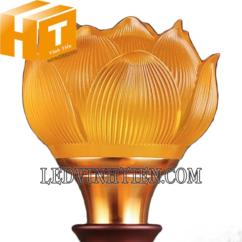 Đèn hoa sen lưu ly màu vàng