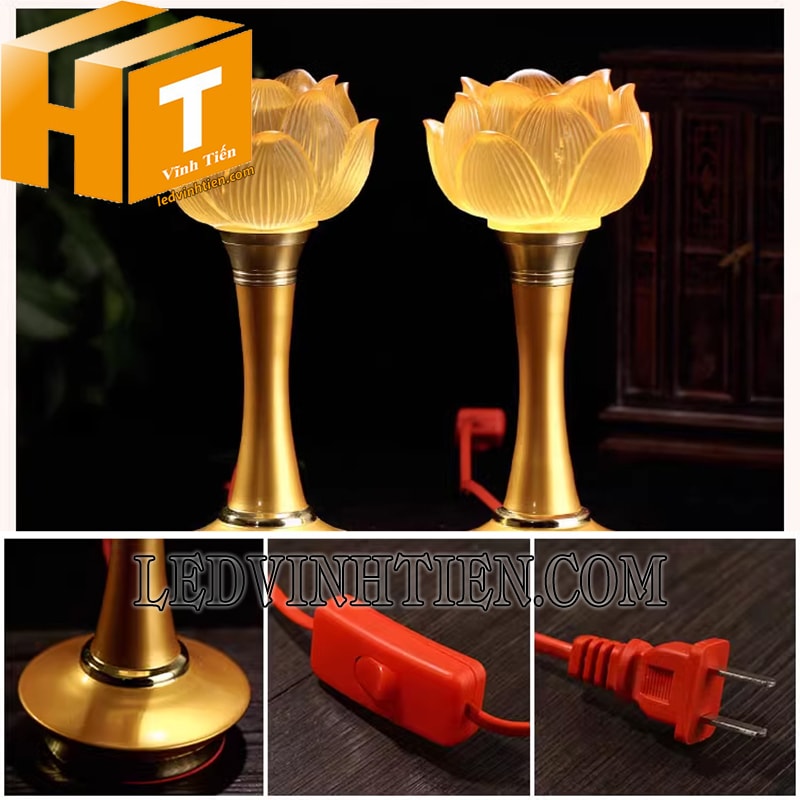 Đèn led hoa sen lưu ly màu vàng loại tốt