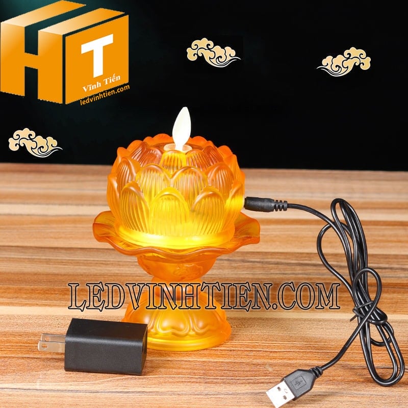 Nến điện tử hoa sen sạc được