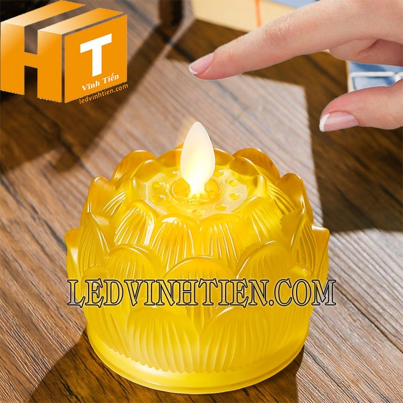 Nến led điện tử hoa sen thủy tinh